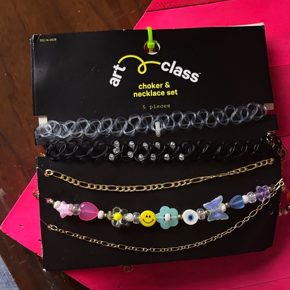 Art Class Kids Choker & Necklace Set - Black and Multicolor